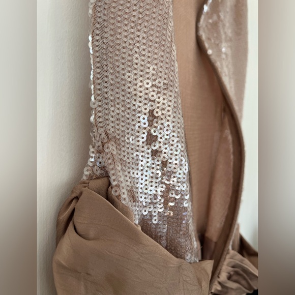 PLT Label Dark Taupe Sequin Sleeveless Drape Detail Maxi Dress Size 6 NEW tags - Picture 4 of 16